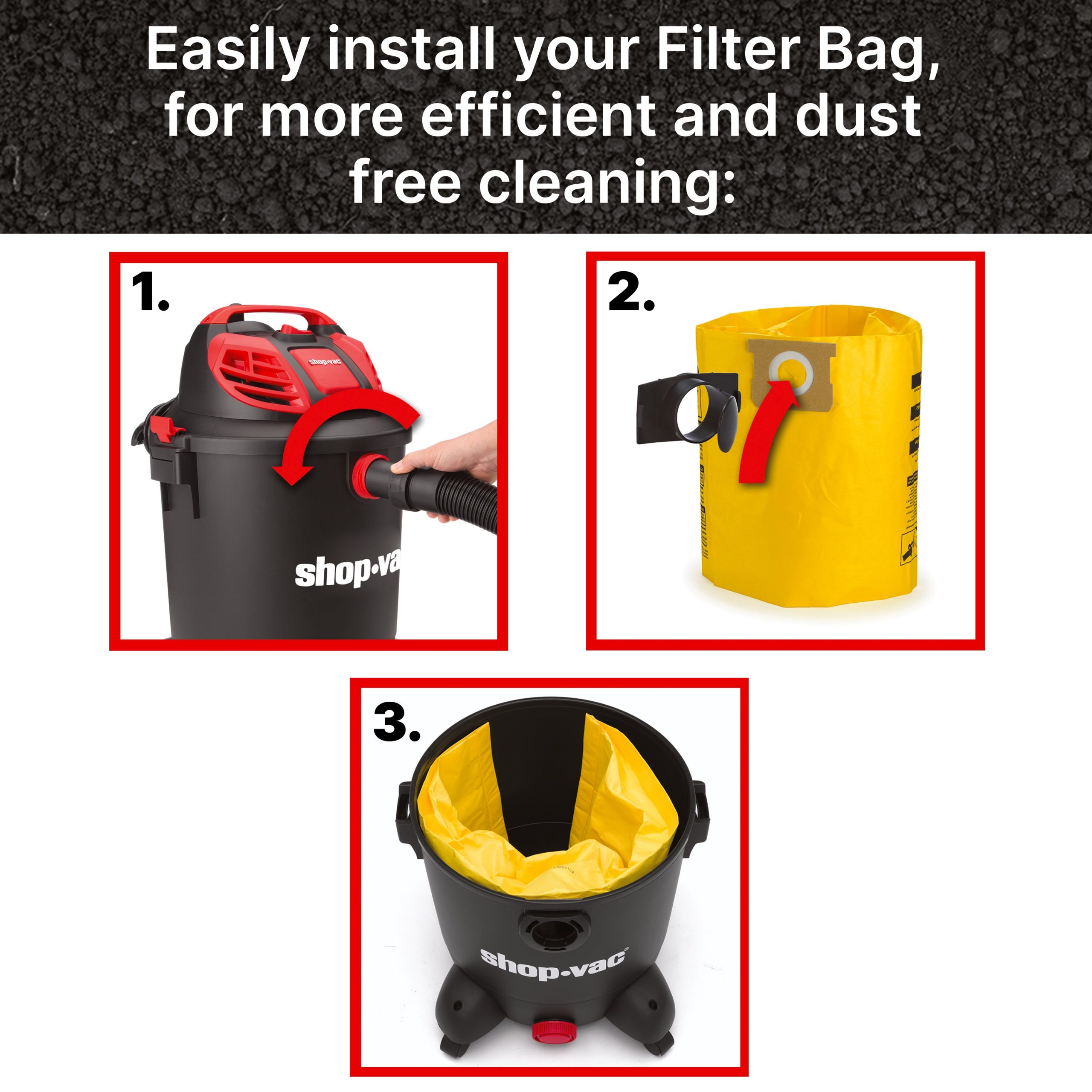 Shop-Vac® 10-14 Gallon High Efficiency Disposable Filter Bags (5 pack) - Image 3